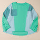 Colorblock Stitching Patchwork Buttoned Long Sleeve Top