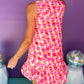 Abstract Print Frilly Neck Sleeveless Mini Dress