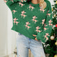 Christmas Reindeer Pattern Drop Shoulder Sweater