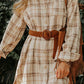 Western Plaid Button Up Loose Shirt Dress