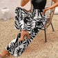 Halter Tropical Plant Print Wide Leg Jumpsuit