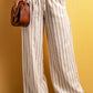 Striped Print Drawstring High Waist Casual Pants