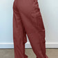 Solid Color Drawstring Waist Wide Leg Cargo Pants