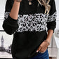 Leopard Quilted Patchwork Crew Neck Sweatshirt