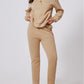 Solid Half Button Sweatshirt and High Waist Sweatpants Set