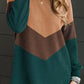 Color Block Corded Texture Long Sleeve Top