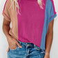 Textured Colorblock Crew Neck T Shirt