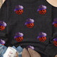 Sequined Halloween Pumpkin Ribbed Oversized Sweatshirt