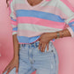 Contrast Striped V Neck Long Sleeve Top