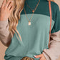 Color Block Long Sleeve Ribbed Loose Top