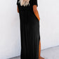V Neck Hidden Pocket Splits Maxi T-shirt Dress
