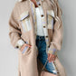 Plaid Patchwork Collared Button-up Sherpa Long Coat