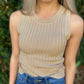 Ribbed Knit Crew Neck Tank Top