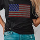 Rhinestone American Flag Round Neck Casual Tee