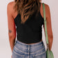 Rib Knit Crew Neck Sleeveless Crop Top