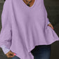 Plus Size Waffle Knit Exposed Seam Flowy Top