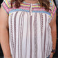 Plus Size Boho Floral Striped Print Blouse