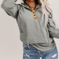 Quarter Buttoned Drawstring Pullover Hoodie