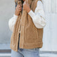 Snap Button Pocketed Sherpa Vest Jacket