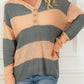 Striped Side Split Henley Sweater