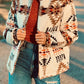 Aztec Printed Stand Neck Zip Up Jacket