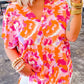 Abstract Print V Neck Summer Blouse