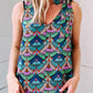 Printed Knotted Shoulder Tank Tops