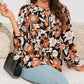 Floral Print 3/4 Sleeve Babydoll Blouse