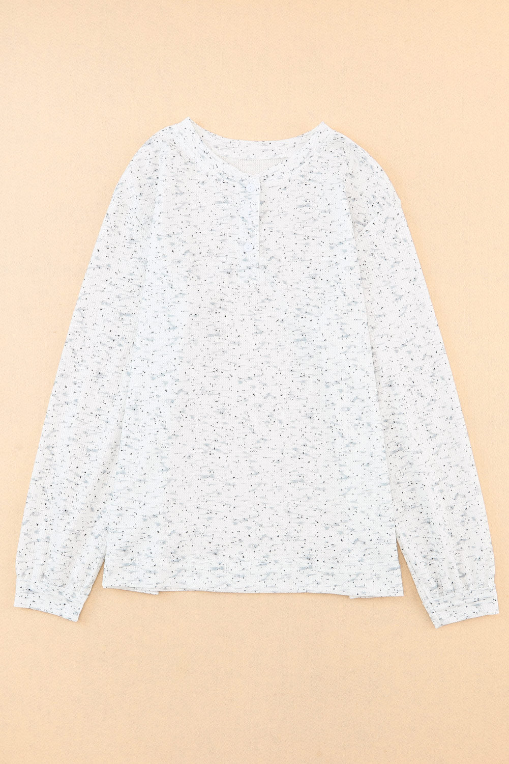 Slouchy Heather Rib Knit Long Sleeve Henley Top