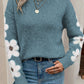 Flower Sleeve Drop Shoulder Sweater
