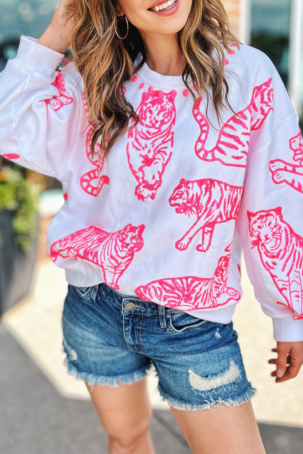 Animal Print Pullover Sweatshirt