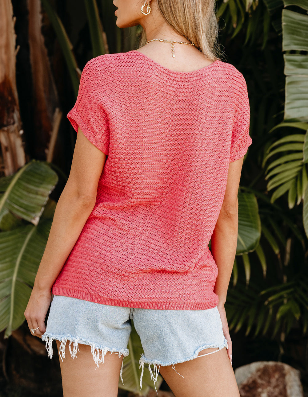 Clay Solid Loose Knit Short Dolman Sleeve Sweater