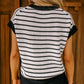 Stripe Loose Knit Short Sleeve Sweater