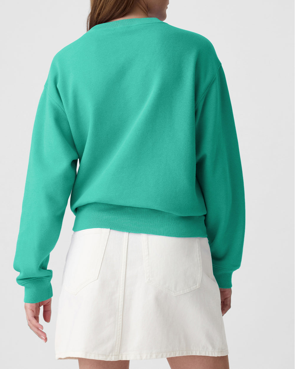 Plain Drop Shoulder Crewneck Pullover Sweatshirt