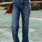 Medium Wash Ripped Straight Leg Jeans