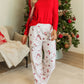 Solid Top and Christmas Pants Two Piece Lounge Set