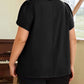 Keyhole Pleated Crew Neck Plus Size T Shirt