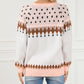 Mixed Geometric Detail Raglan Sleeve Sweater