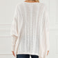 Ribbed Hollow Knit Dolman Sleeve Sweater