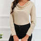 Cowl Neck Long Sleeve Elegant Blouse
