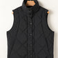 Quilted High Neck Button Up Pocket Vest Coat