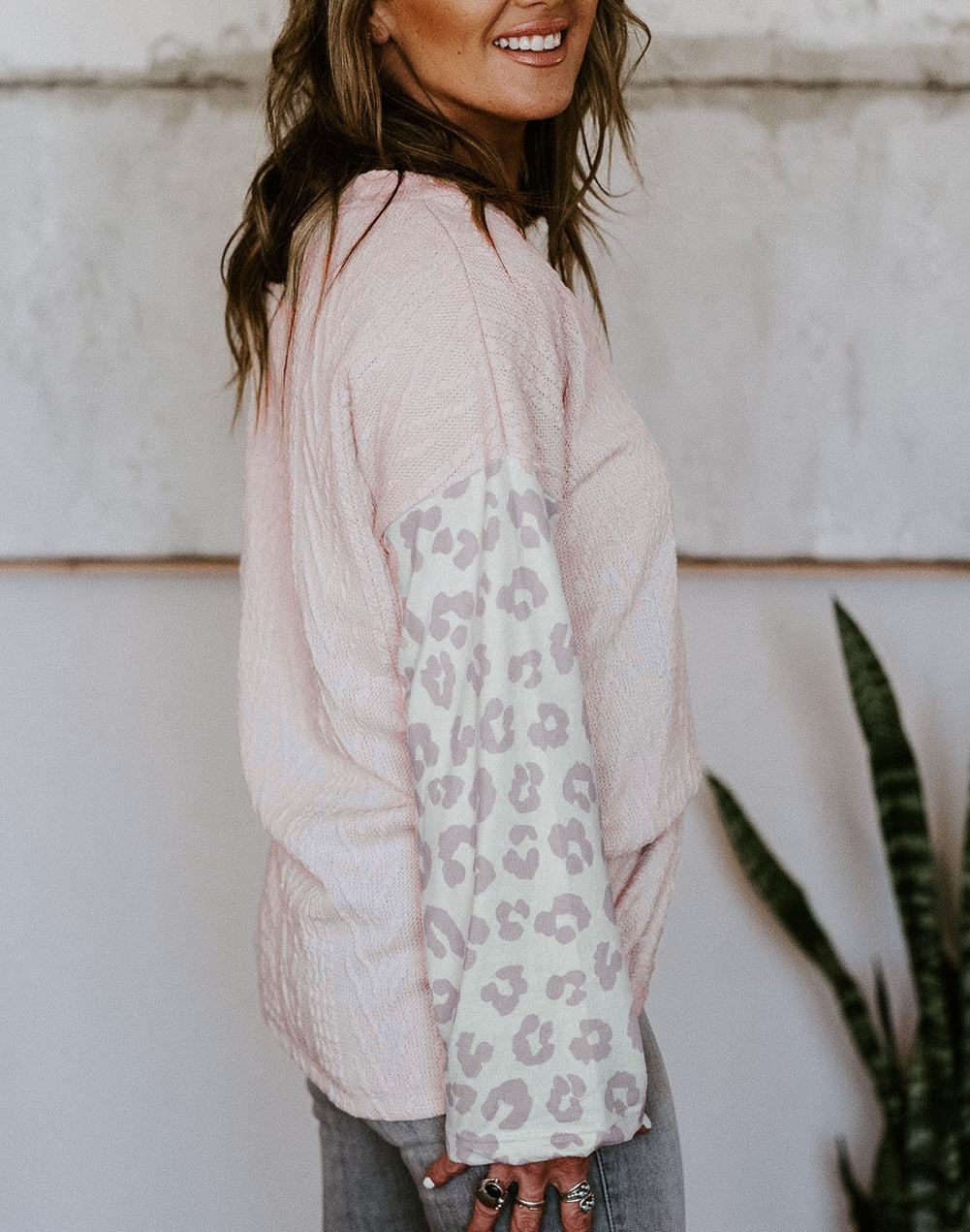 Splicing Knitted V Neck Plus Size Jumper