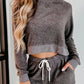 Fleece Two-piece Cropped Pullover and Shorts Set