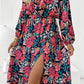 V Neck Elastic High Waist Split Floral Dress