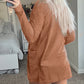 Waffled Knit Thumb Sleeve Pocketed Cardigan