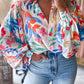 Vibrant Floral Printed Billowy Sleeve Shirt