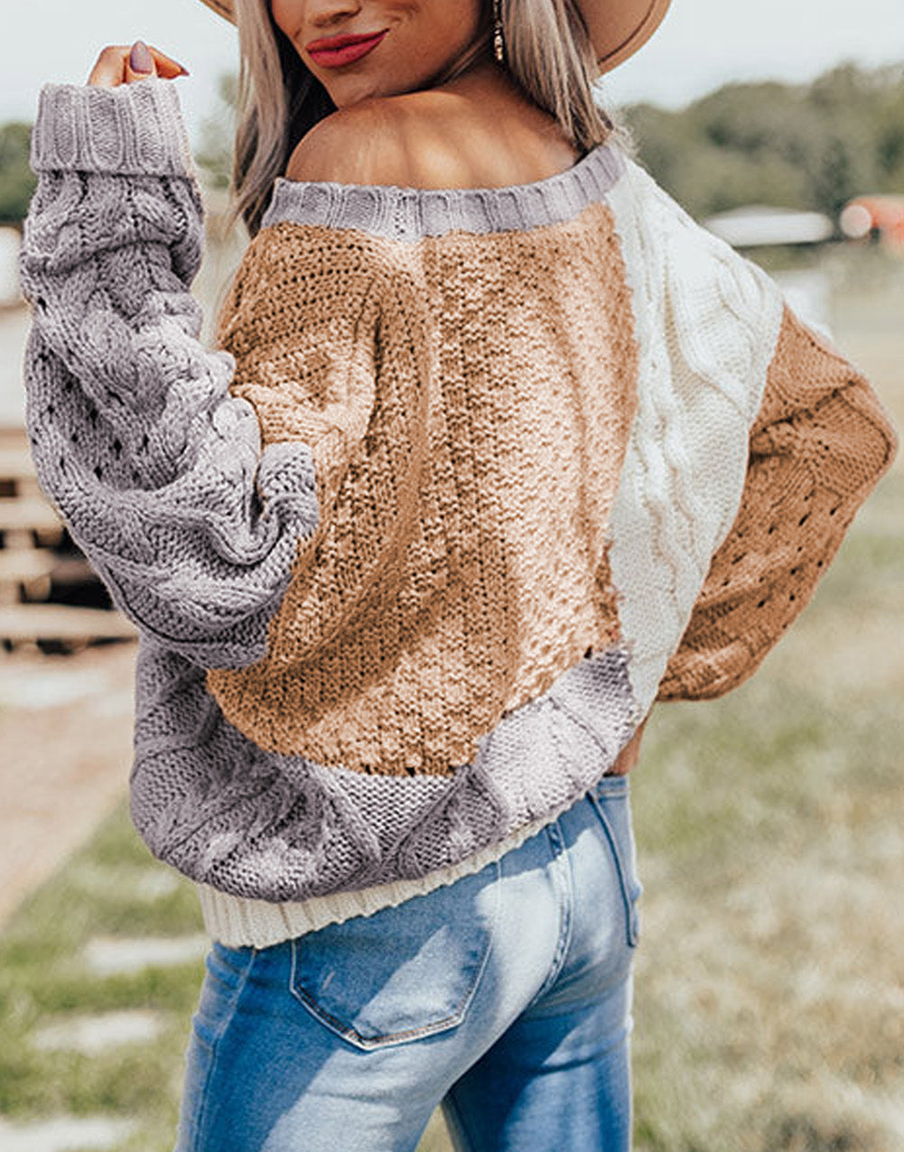 Colorblock Mixed Textured Sweater