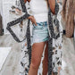 Floral Print Lace Patchwork Batwing Sleeve Duster Kimono