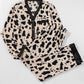 Cheetah Contrast Trim Loose Fit Two Piece Sleepwear