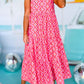 Floral Print Frilly Neck Sleeveless Tiered Maxi Dress